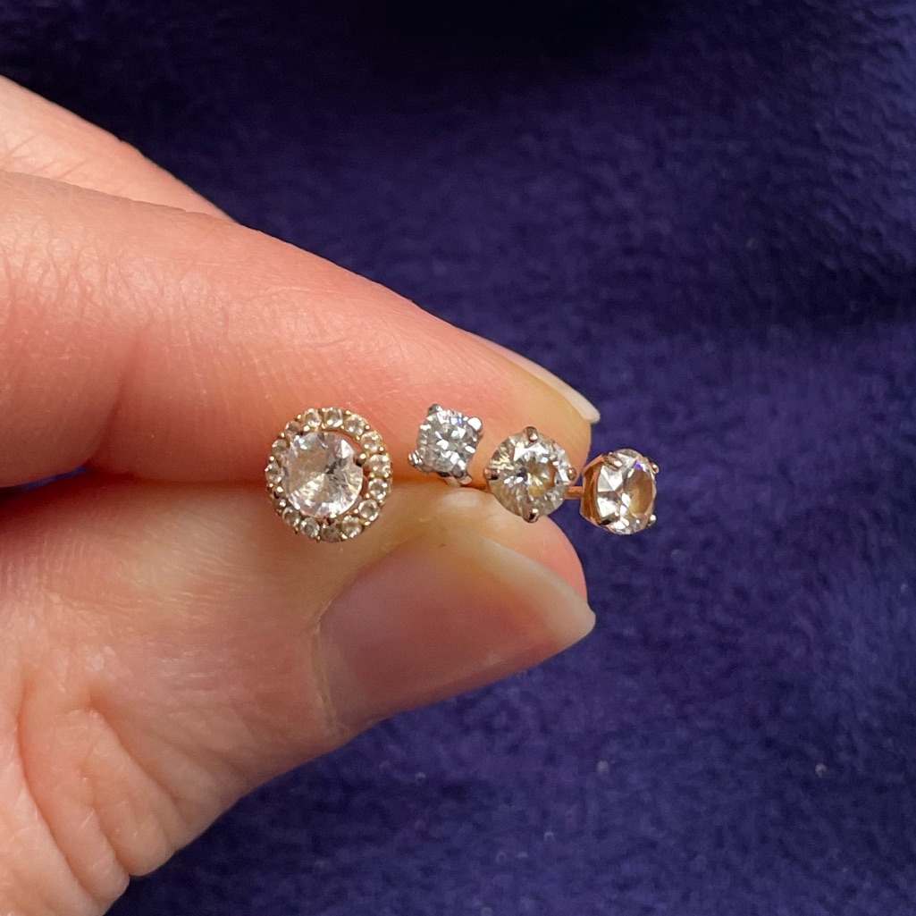 Earrings One White Gold Plated The Rest Gold Plated